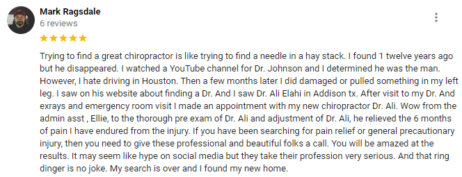 Chiropractic Addison TX Testimonial