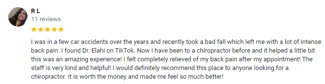 Chiropractic Addison TX Testimonial